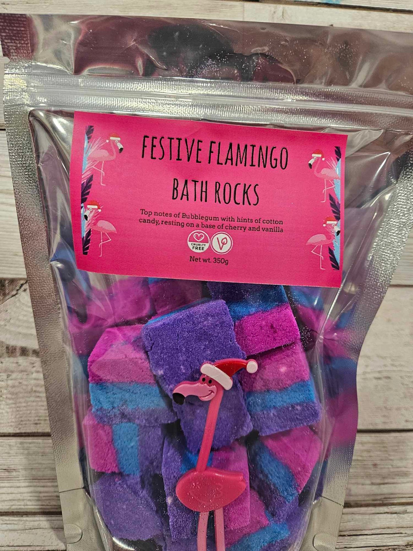 Festive Flamingo Christmas Bath Rocks
